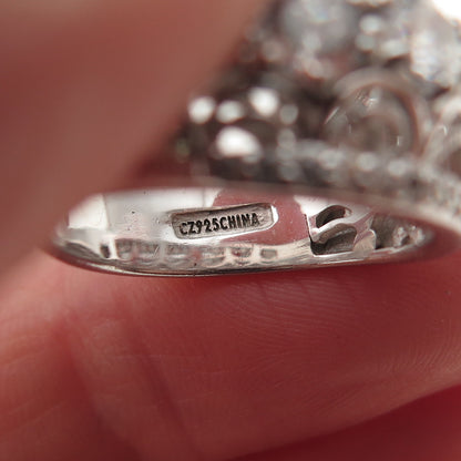 Tacori IV 925 Sterling Silver Round-Cut C Z Filigree Ring Size 6.25