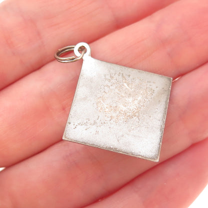 Mark Mercy 925 Sterling Silver Vintage Red Rhinestone Circus Charm Pendant