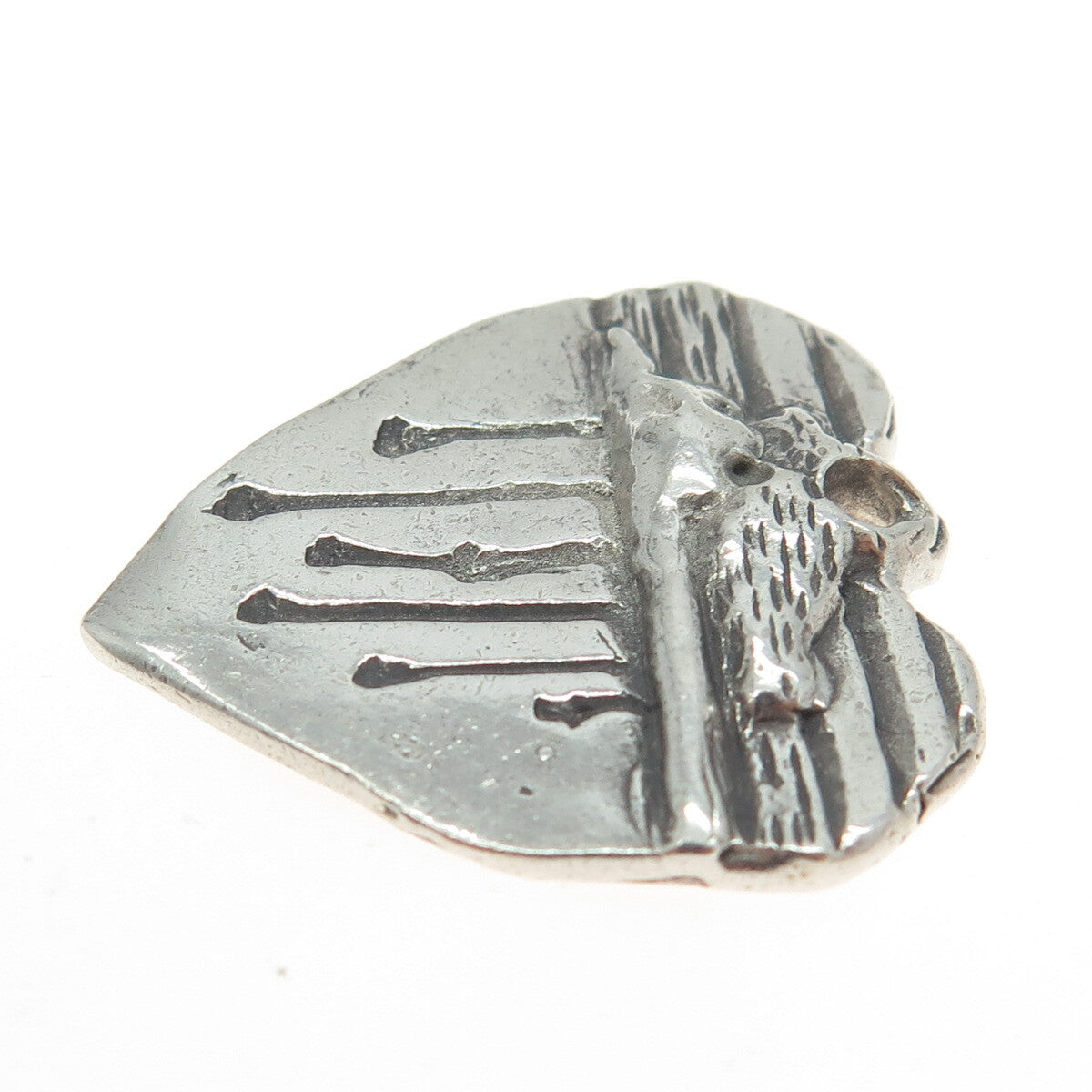 925 Sterling Silver Vintage 1990 Modernist Heart Charm Pendant
