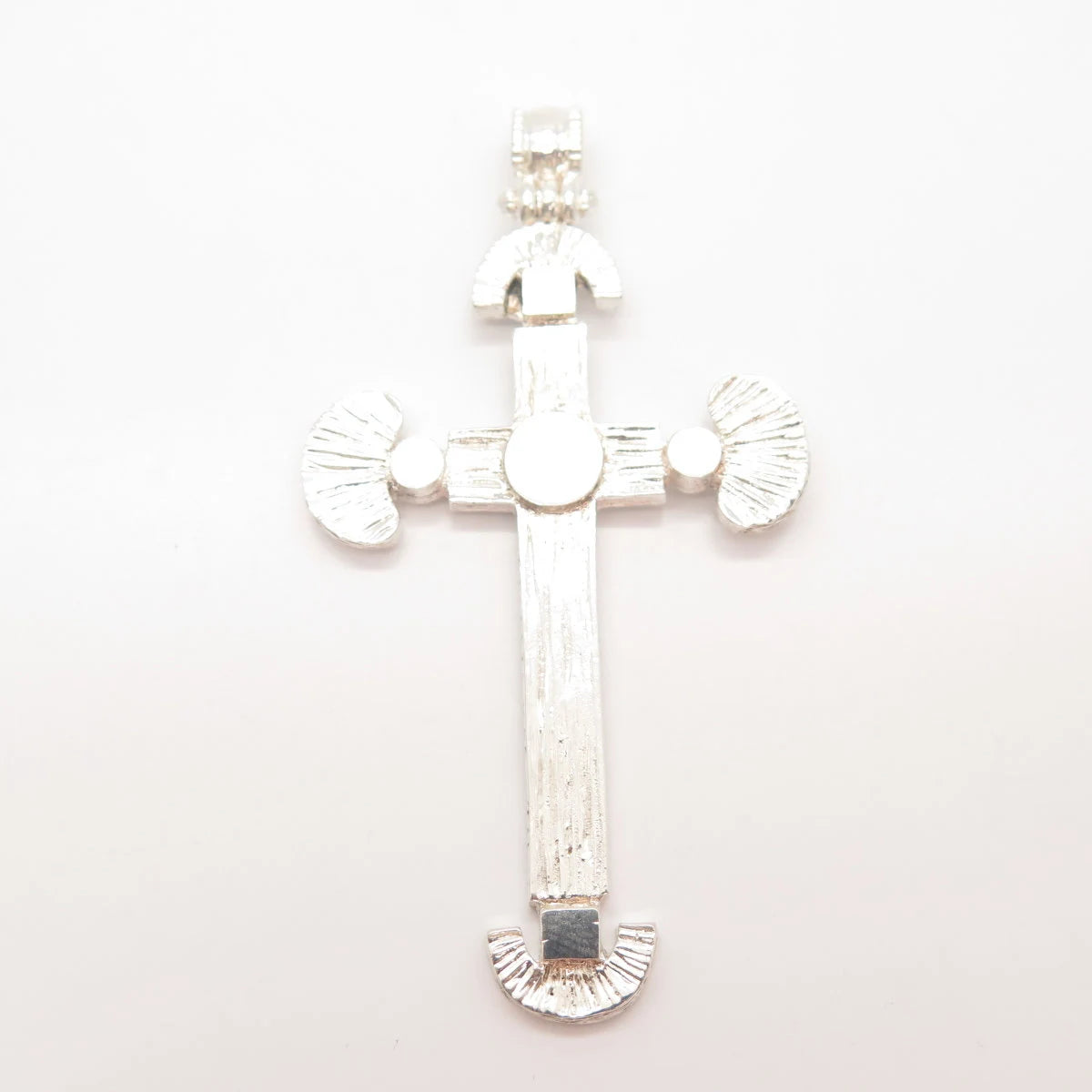 925 Sterling Silver Vintage Striped Cross Pendant