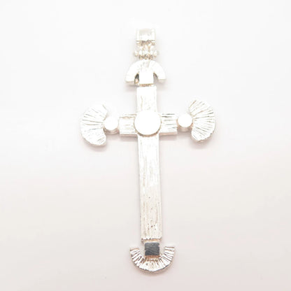 925 Sterling Silver Vintage Striped Cross Pendant