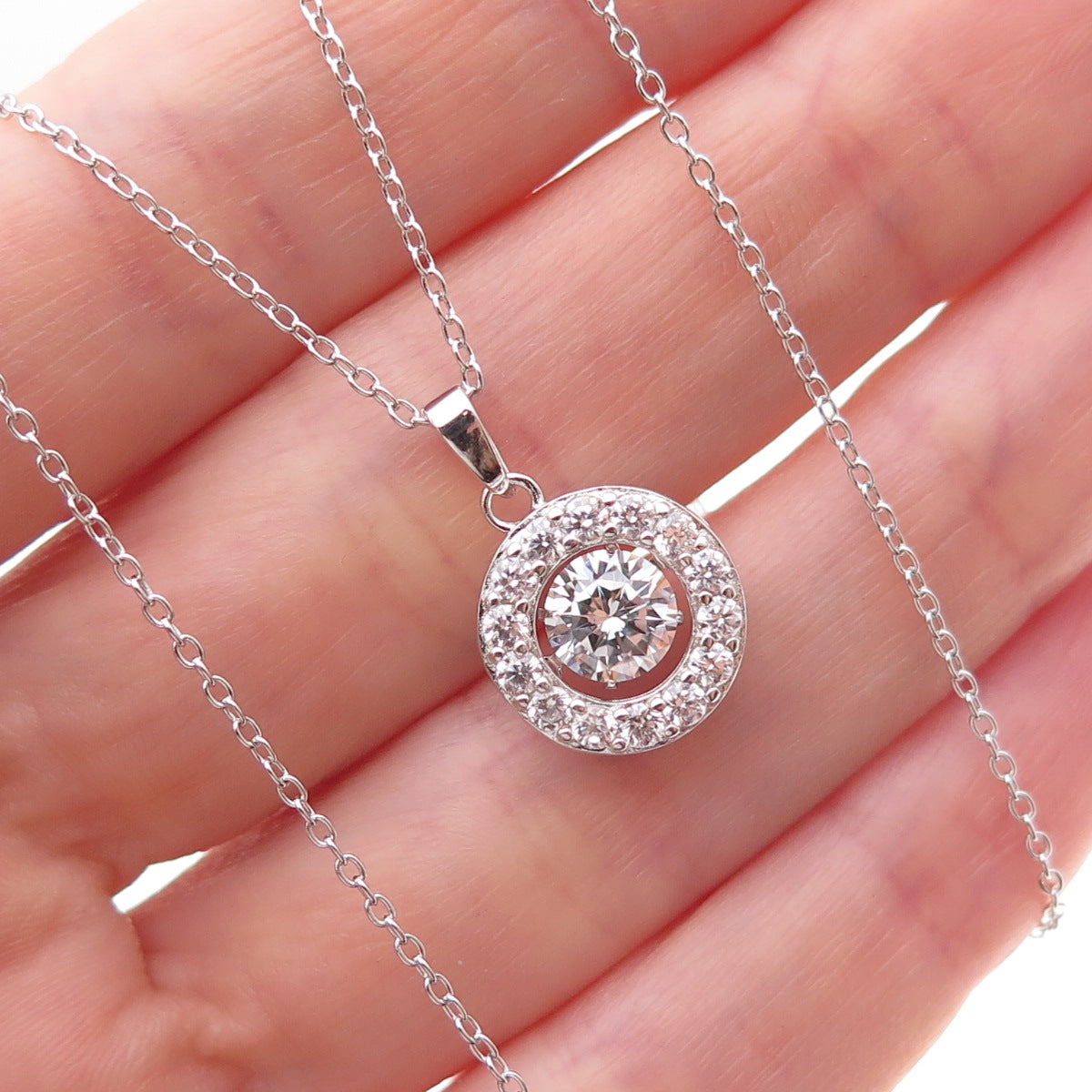 Jacmel Mauritius 925 Sterling Silver Round-Cut C Z Cable Chain Necklace 18"