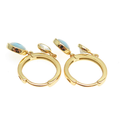 925 Sterling Silver Gold Plated C Z & Enamel Evil Eye Hoop Earrings