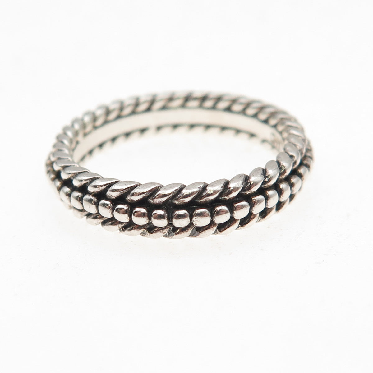 Chapal Zenray 925 Sterling Silver Vintage Dotted Oxidized Band Ring Size 7