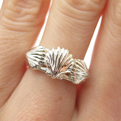 925 Sterling Silver Vintage Seashell Ring Size 8