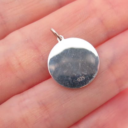925 Sterling Silver Yellow Enamel Sad Face Emoji Charm Pendant
