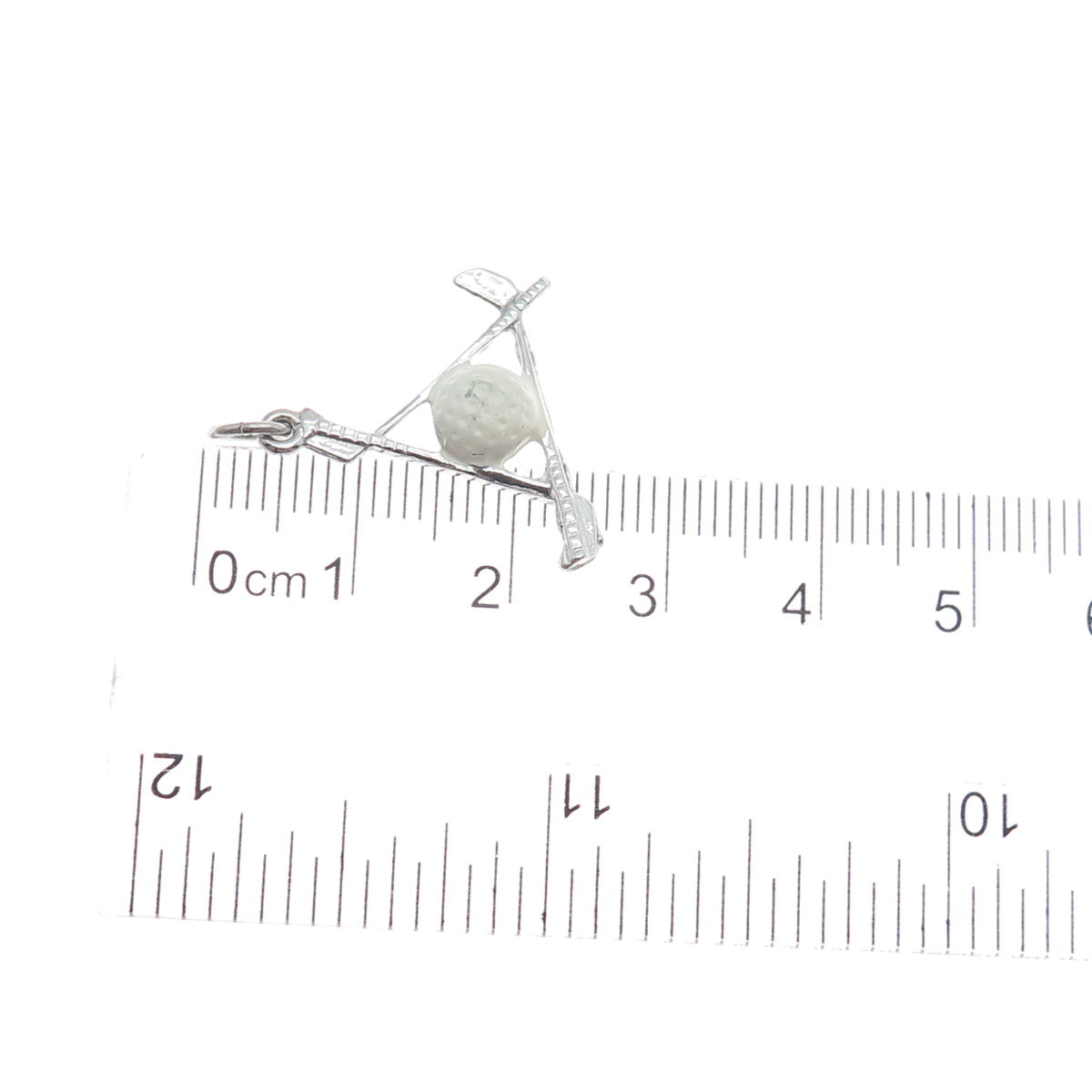 925 Sterling Silver Vintage Enamel Gold Club Minimalist Charm Pendant