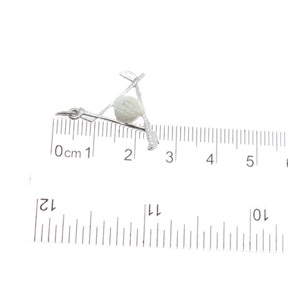 925 Sterling Silver Vintage Enamel Gold Club Minimalist Charm Pendant