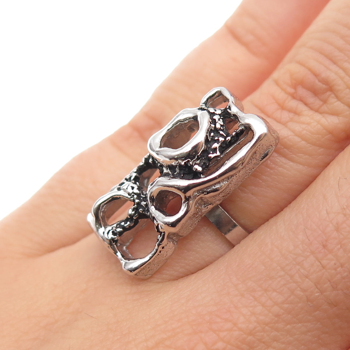 925 Sterling Silver Vintage Modernist Oxidized Ring Size 6