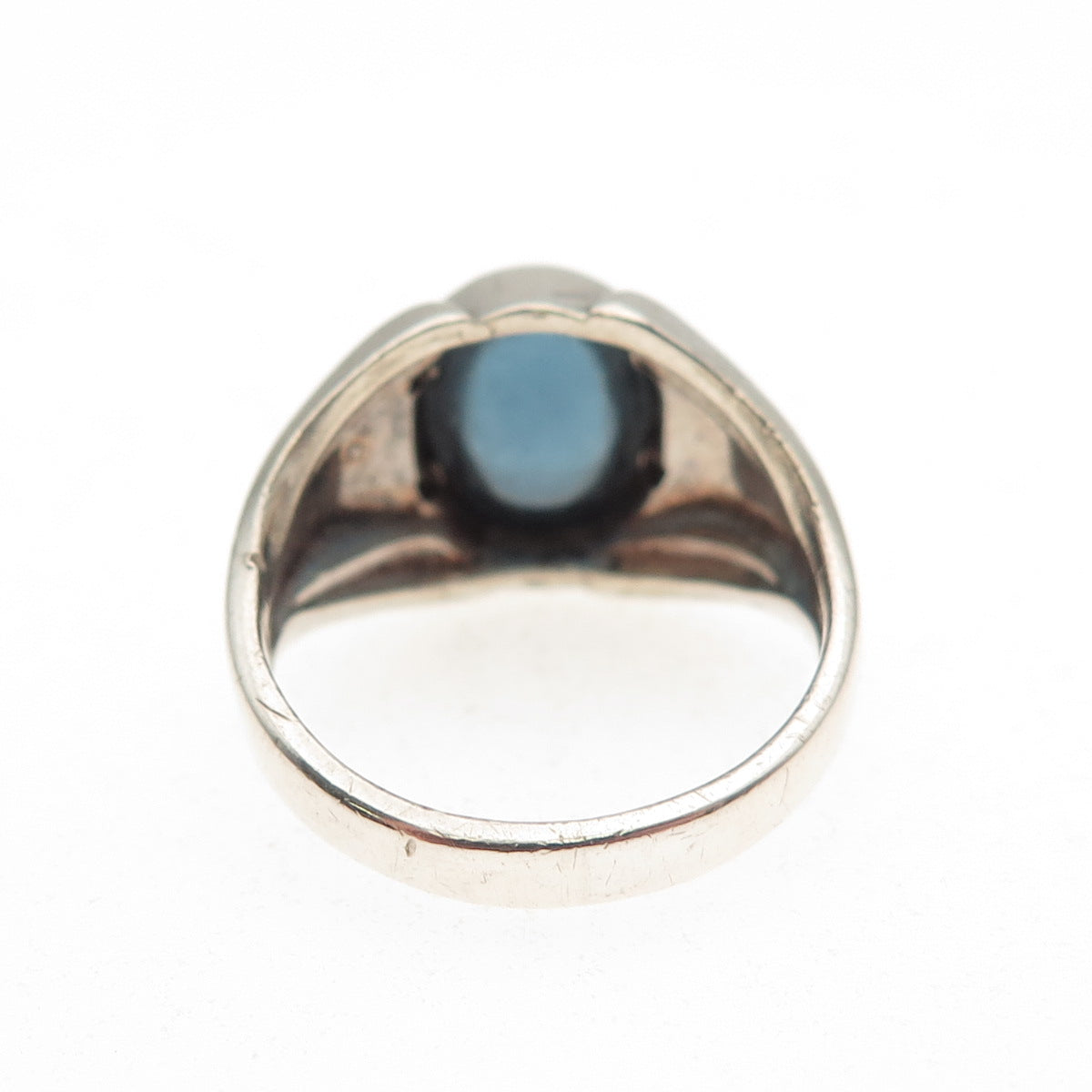 Clark & Coombs 925 Sterling Silver Antique Art Deco Blue Glass Ring Size 6
