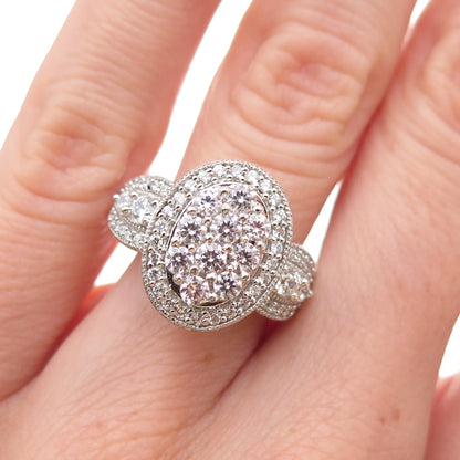 Mena 925 Sterling Silver Round-Cut C Z Sparkle Ring Size 6.25