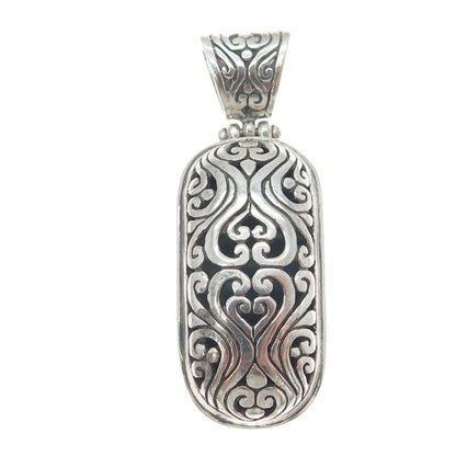 925 Sterling Silver Vintage Ornate Heart Oxidized Pendant