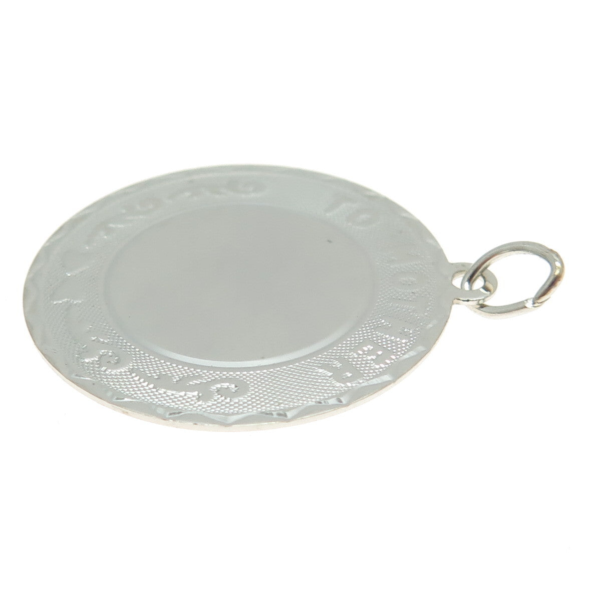 CREA 925 Sterling Silver Vintage "To Mother" Round Tag Pendant