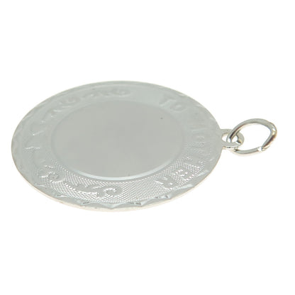 CREA 925 Sterling Silver Vintage "To Mother" Round Tag Pendant