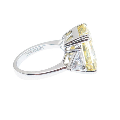 DSMK 925 Sterling Silver Canary & White Multi-Cut C Z Ring Size 6.25