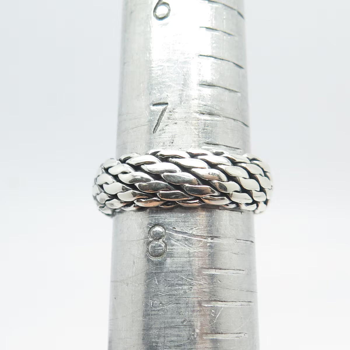 925 Sterling Silver Vintage Woven Band Ring Size 7.75