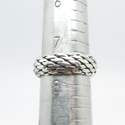 925 Sterling Silver Vintage Woven Band Ring Size 7.75