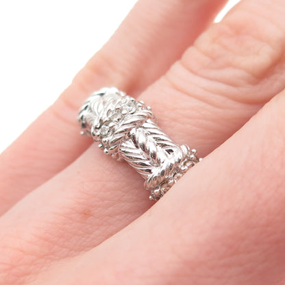 Judith Ripka 925 Sterling Silver Round-Cut C Z Roped Ring Size 6.25