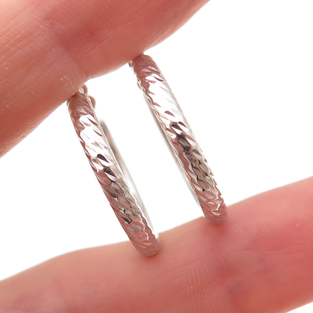 925 Sterling Silver Textured Hoop Earrings