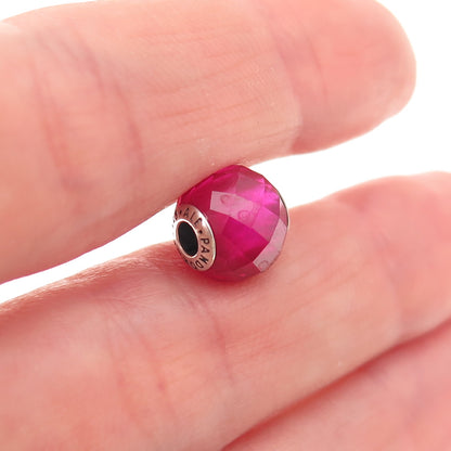 Pandora 925 Sterling Silver Pink Crystal Essence Happiness Slide Bead Charm
