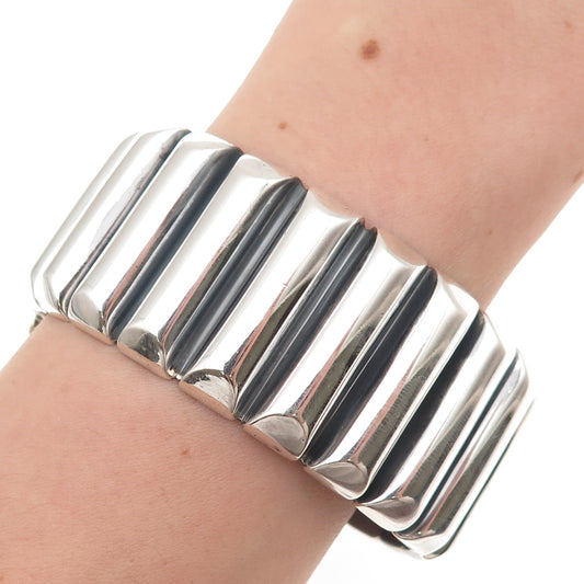 Calvin Klein Sterling Silver Vintage Heavy 99.6g Ribbed Bangle Bracelet 7.25"