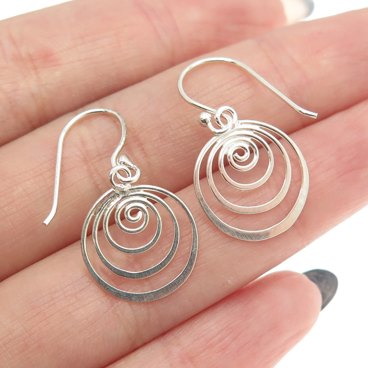 925 Sterling Silver Spiral Drop Dangling Earrings