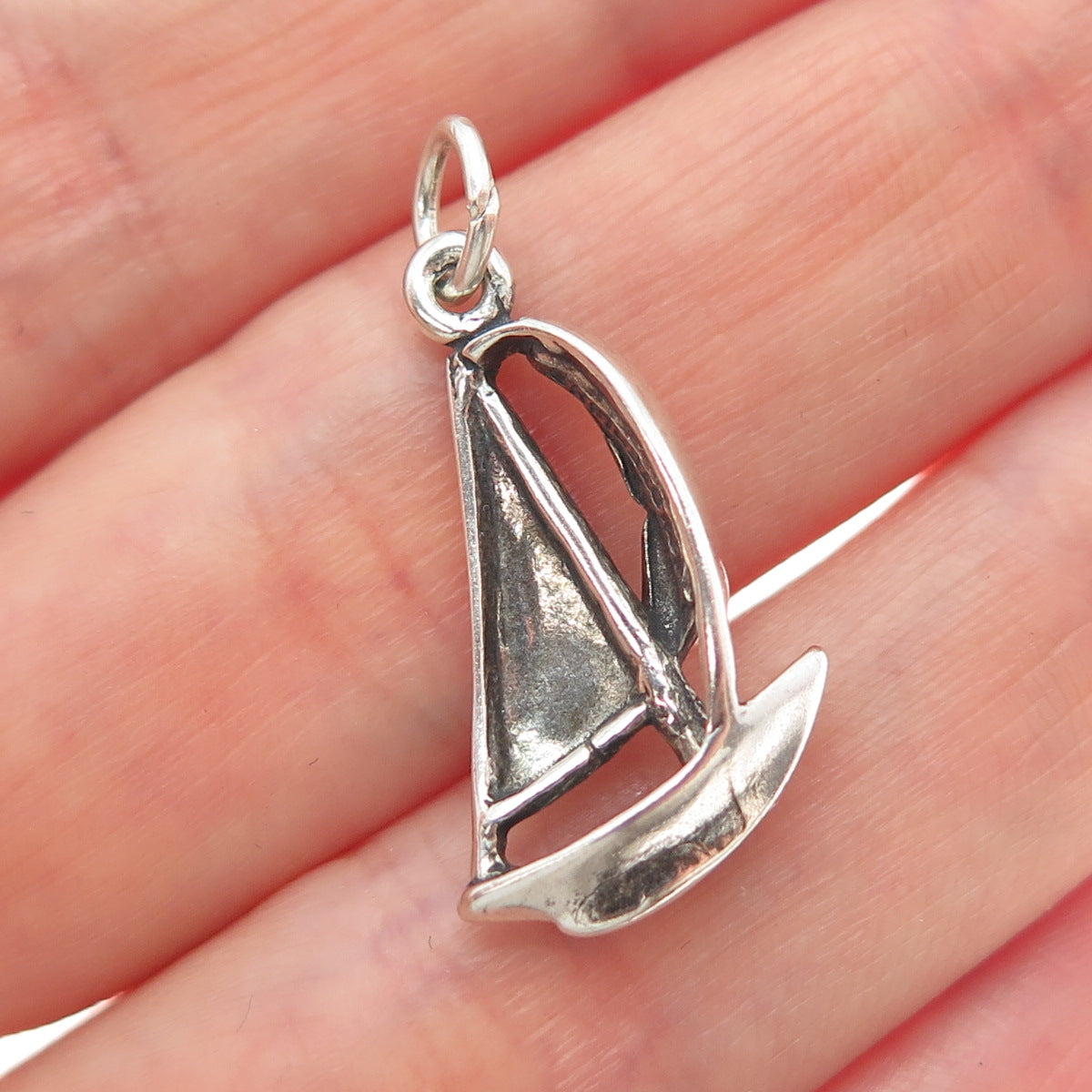 MAISELS INDIAN TRADING Sterling Silver Vintage Sailboat Oxidized Charm Pendant