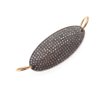 925 Sterling Silver Gold Plated / Black Rhodium Real Diamond Centerpiece Pendant