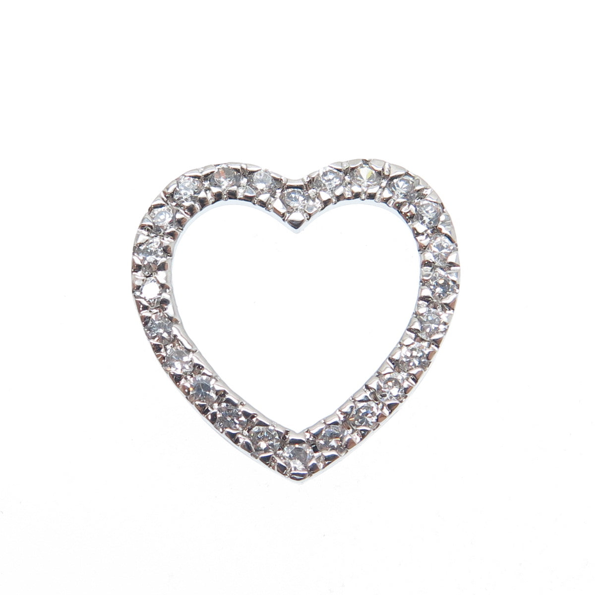 925 Sterling Silver Round-Cut C Z Heart Slide Pendant