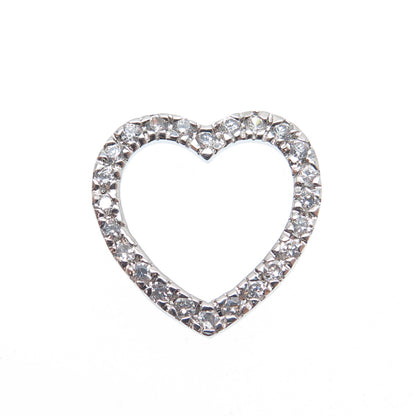 925 Sterling Silver Round-Cut C Z Heart Slide Pendant