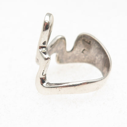 925 Sterling Silver Vintage Modernist Oxidized Ring Size 7.5