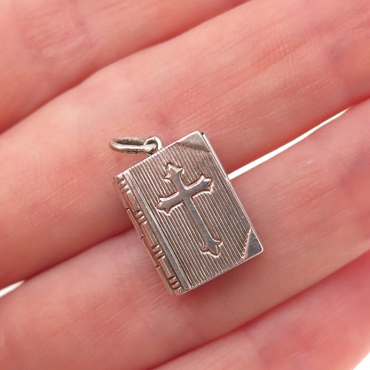 J.M. Fisher 925 Sterling Silver Antique Art Deco Lord's Prayer Locket Pendant