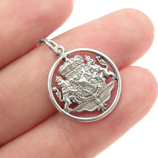 LAGERSTROMS FABRIKS AKTIEBOLAG Sterling Vintage Sweden 1963 Coat of Arms Pendant