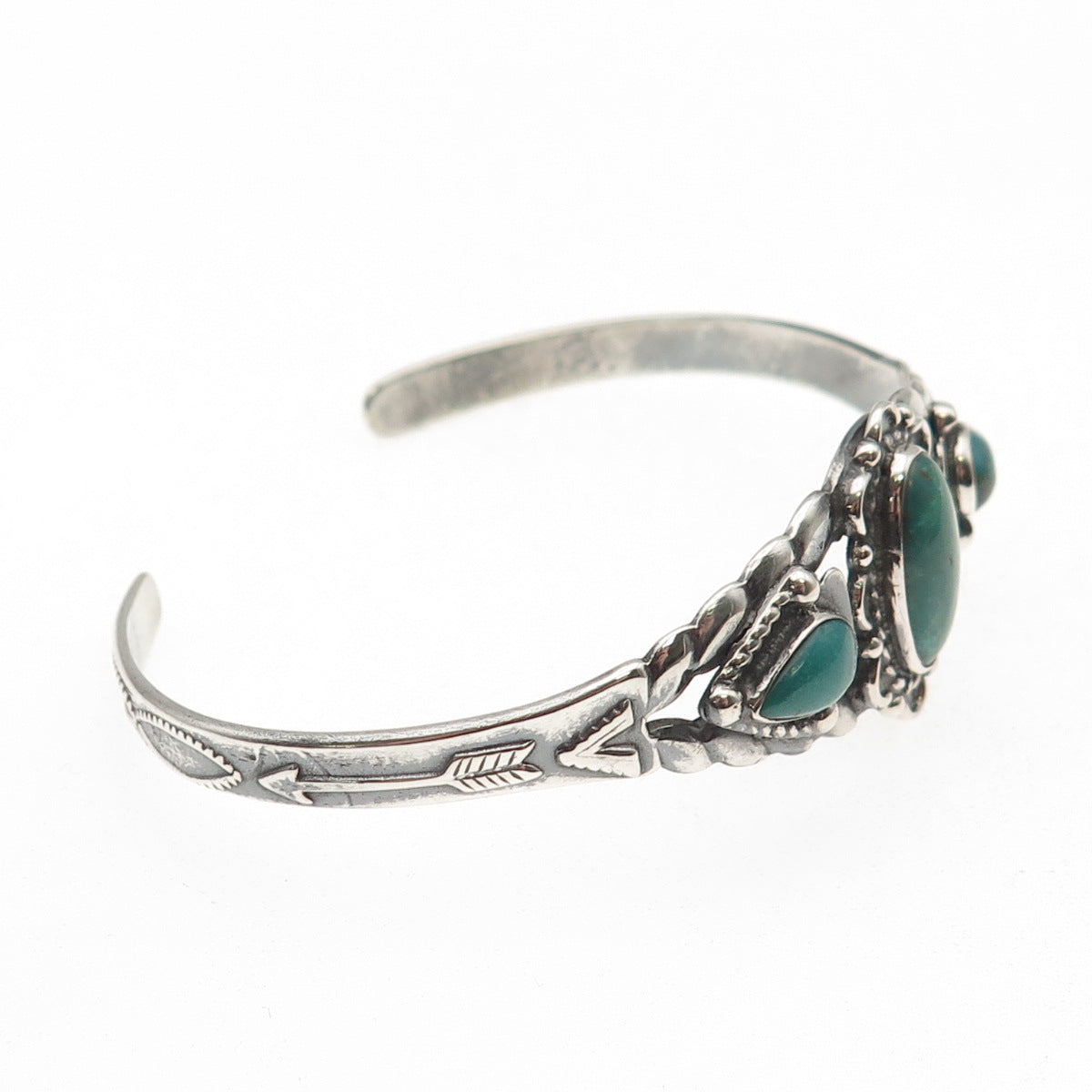 Old Pawn 925 Sterling Silver Vintage Kingman Turquoise Adjustable Bracelet 6.25"