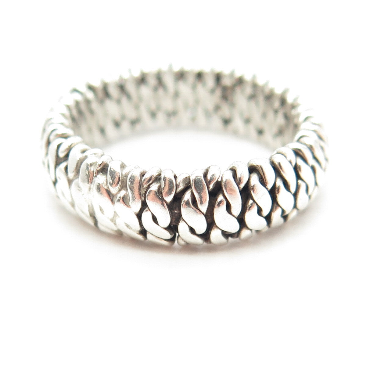 925 Sterling Silver Vintage Woven Rope Band Ring Size 8.75