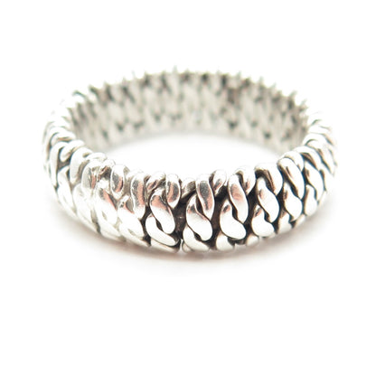 925 Sterling Silver Vintage Woven Rope Band Ring Size 8.75