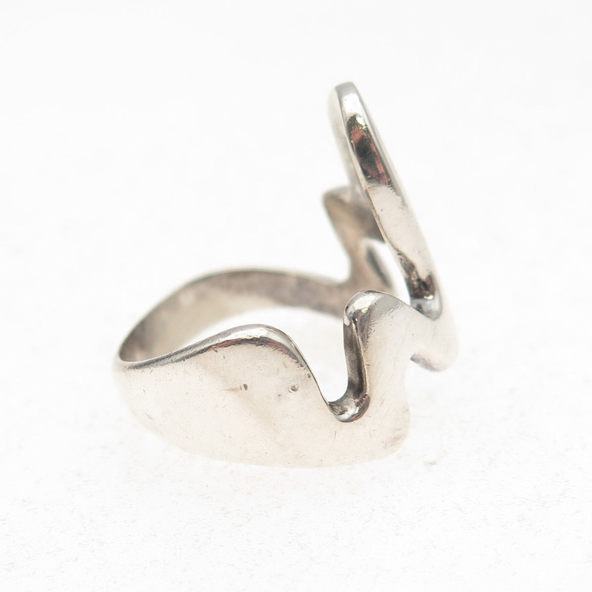 925 Sterling Silver Vintage Modernist Oxidized Ring Size 7.5