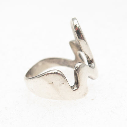 925 Sterling Silver Vintage Modernist Oxidized Ring Size 7.5