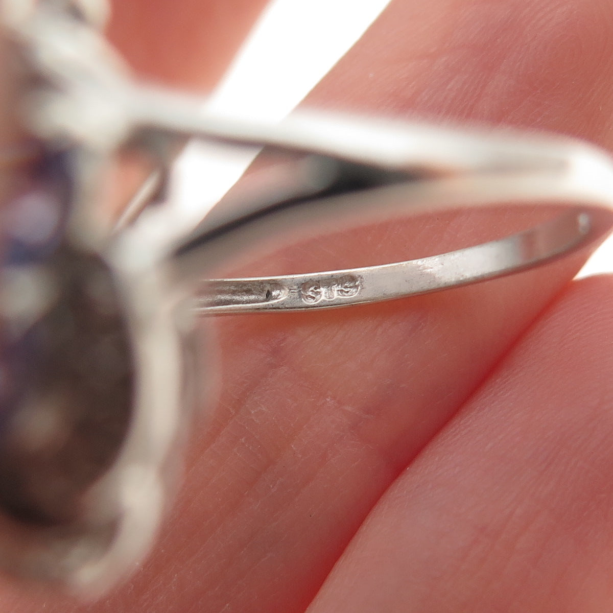 Chuck Clemency 925 Sterling Silver Real Tanzanite & White Topaz Ring Size 8