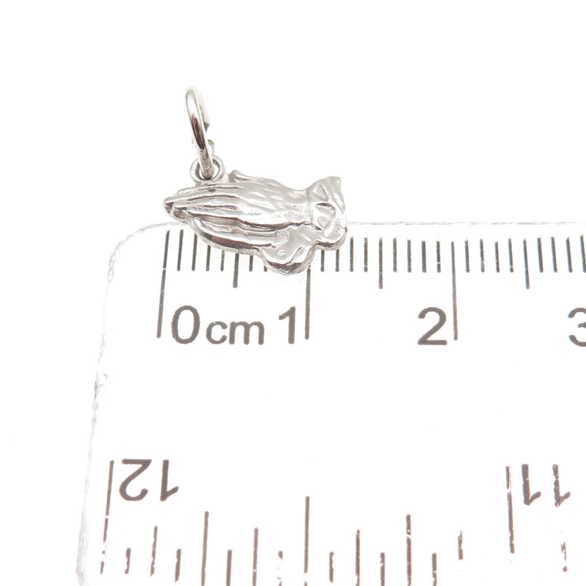925 Sterling Silver Vintage Prayer Hands Mini Charm Pendant