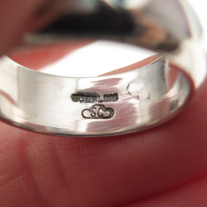 Silver Cloud Old Pawn 925 Sterling Vintage Turquoise & MOP Band Ring Size 7.5
