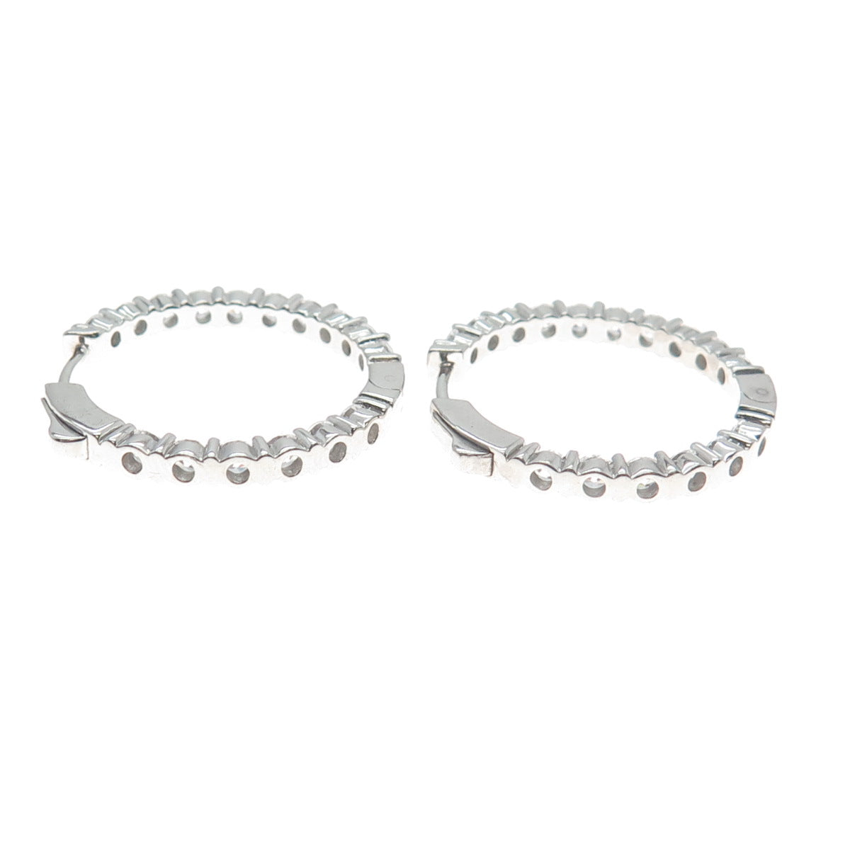 KLEO 925 Sterling Silver Round-Cut C Z In & Out Hoop Earrings