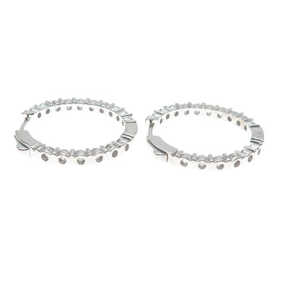 KLEO 925 Sterling Silver Round-Cut C Z In & Out Hoop Earrings
