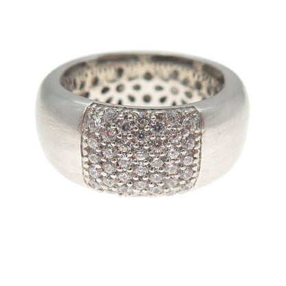 DSMK 925 Sterling Silver Round-Cut C Z Puffy Band Ring Size 7.75