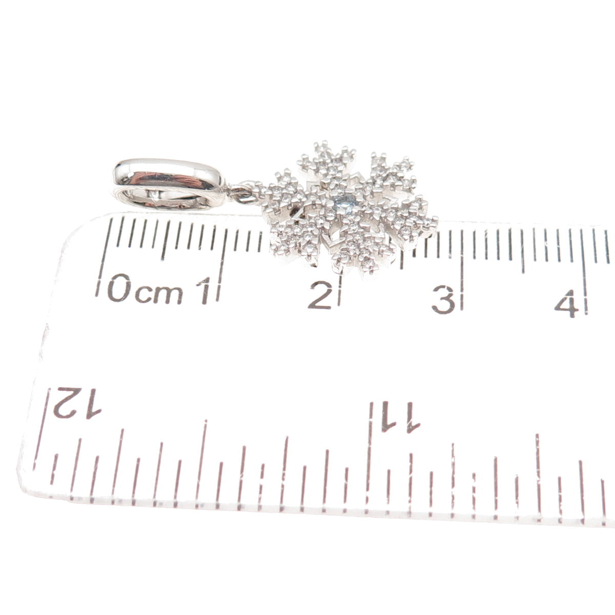 Richline 925 Sterling Silver Blue & White C Z Snowflake Charm Pendant