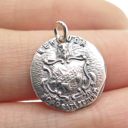 925 Sterling Silver Antique Art Deco Coat of arms of Bermuda Pendant