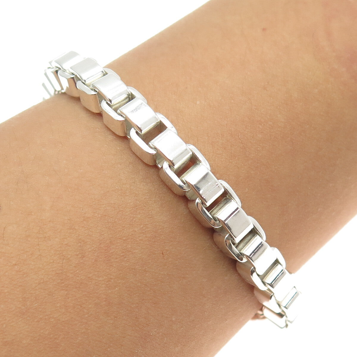 COACH 925 Sterling Silver Vintage Solid 52.0g Box Link Bracelet 6"