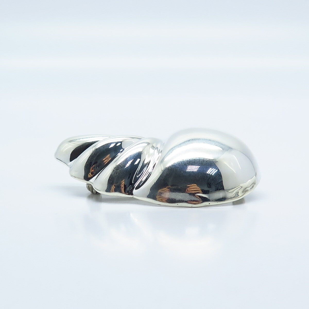 925 Sterling Silver Vintage Mexico Ribbed Shell Pin Brooch