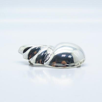 925 Sterling Silver Vintage Mexico Ribbed Shell Pin Brooch