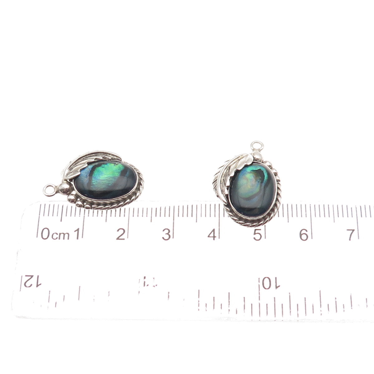 Guss Old Pawn 925 Sterling Silver Vintage Abalone Shell Feather Jacket Earrings